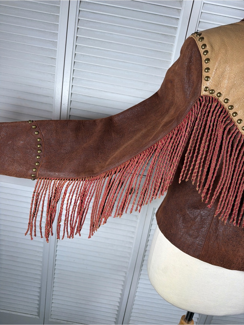 Vintage Scully Leather Fringe Jacket Heart Studded Western Cowgirl Boho M - Picture 10 of 16
